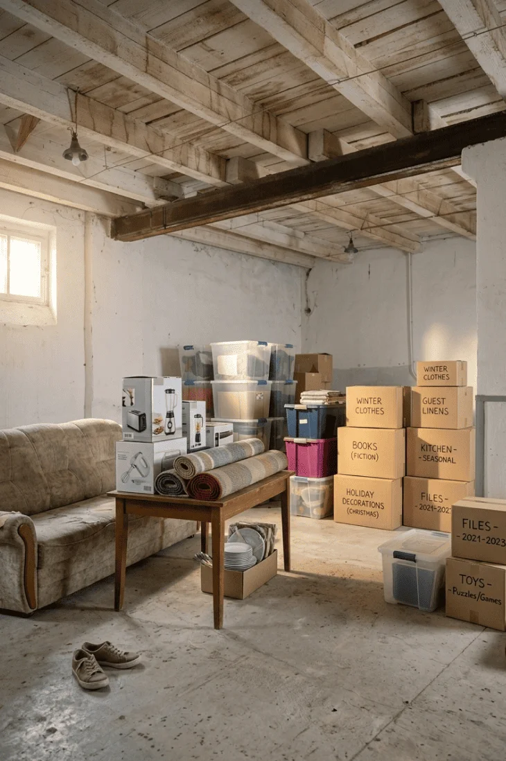 Clean and organized basement after professional cleanout in Spartanburg SC